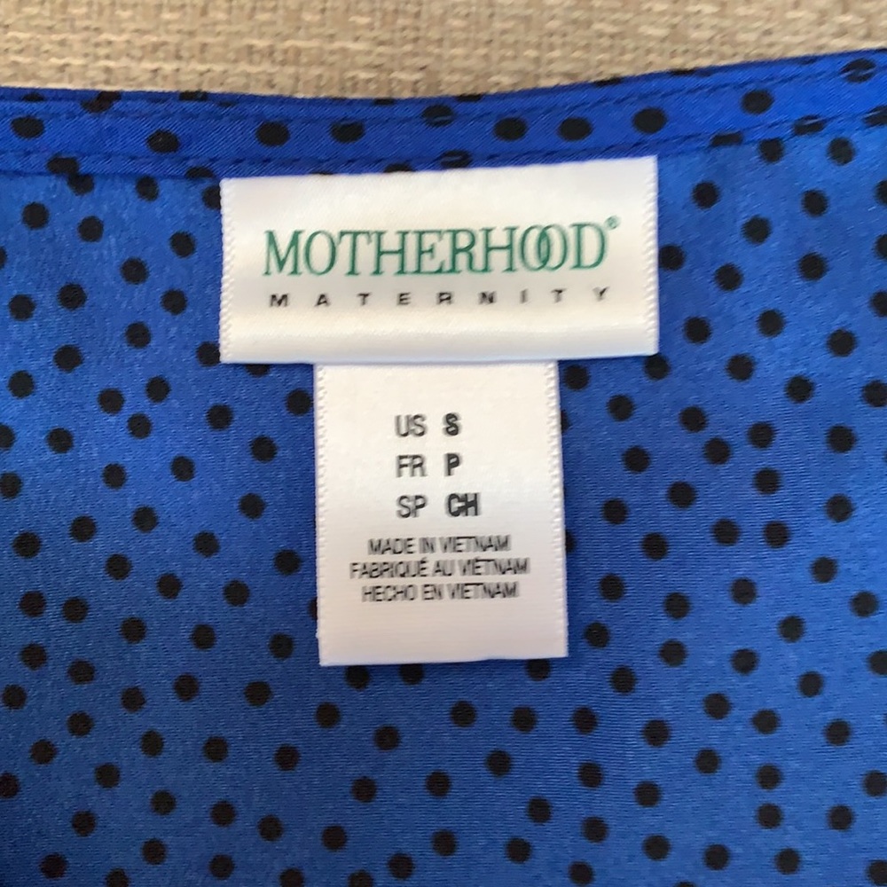Motherhood Maternity | Royal Blue w/ Black dots Ruffle Blouse Tank Top | Sz S - Picture 12 of 13